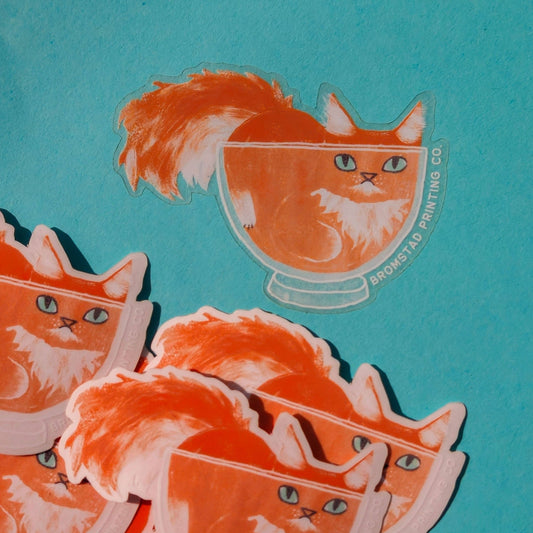 Orange Cat in a Bowl Sticker