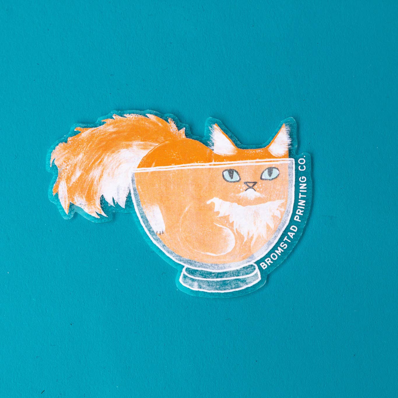 Orange Cat in a Bowl Sticker