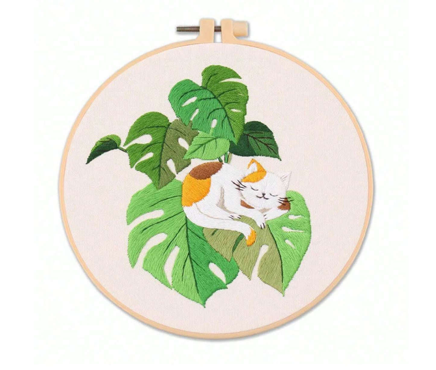 Plant Cat Cross Stitch Kit