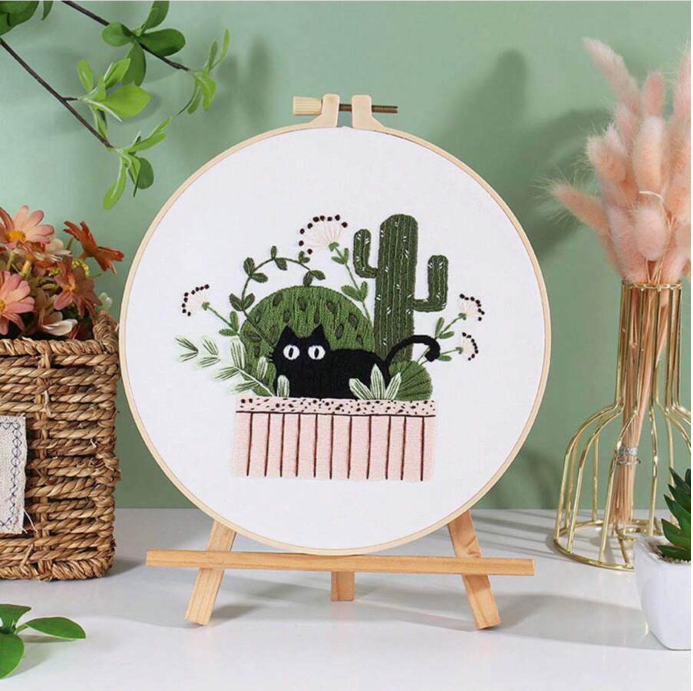 Cactus Cat Cross Stitch Kit