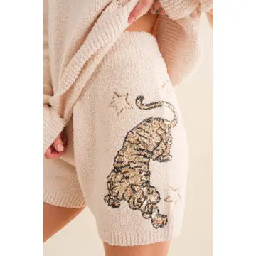 Cozy Knitted Sequin Sweater and Shorts Set